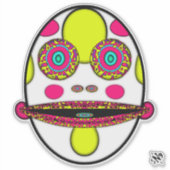 カラフルなサイケデリックな卵の顔 v2 シール (正面)