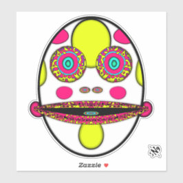 カラフルなサイケデリックな卵の顔 v2 シール