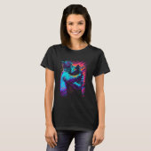 カラフルなサイケデリックアートの猫のハグ Tシャツ (正面フル)