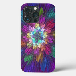 カラフルなサイケデリックフラワーアブストラクトフラクタルアート iPhone 13 PROケース