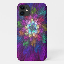 カラフルなサイケデリックフラワーアブストラクトフラクタルアート iPhone 11 ケース