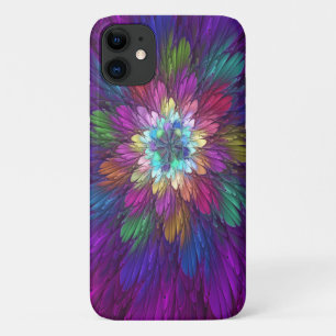 カラフルなサイケデリックフラワーアブストラクトフラクタルアート iPhone 11 ケース