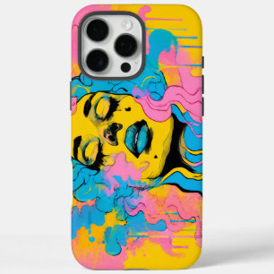 カラフルなサイケデリック女性の肖像画 ポップアートプリント iPhone 16 PRO MAXケース