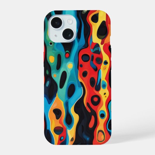カラフルなサイケデリック柄 iPhone 15ケース (裏面)
