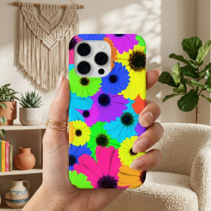 カラフルなサイケデリック・デイジー・フラワー柄 iPhone 15 PRO MAXケース