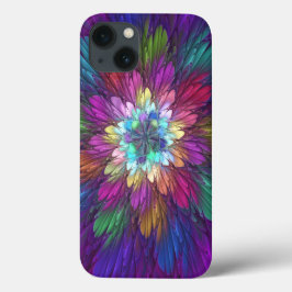 カラフルなサイケデリック フラワー アブストラクト フラクタル アート iPhone 13ケース