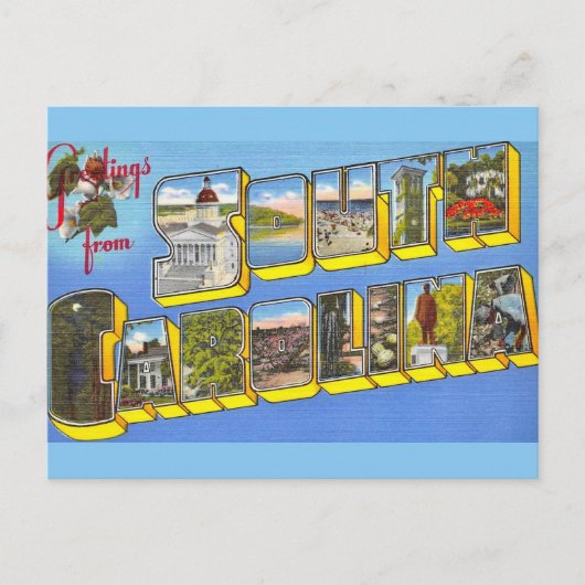 カラフルなサウスカロライナの挨拶 ポストカード (正面)