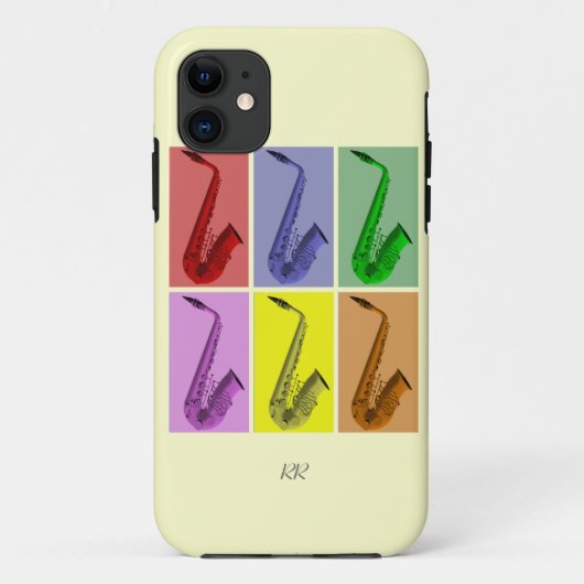 カラフルなサクソフォーンのiPhone 5の箱のコラージュ Case-Mate iPhoneケース (裏面)