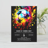 カラフルなサッカーキッズのオンライン誕生日 招待状 (スタンド正面)