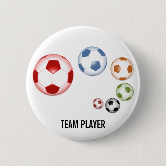 カラフルなサッカーボールのセットのボタン 缶バッジ (正面)