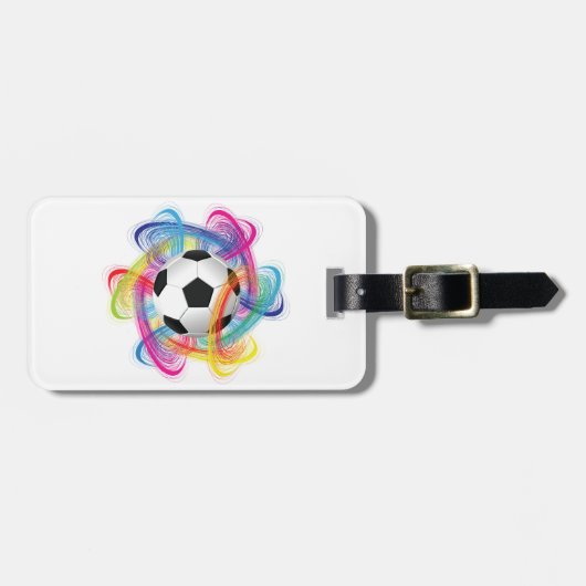 カラフルなサッカーボールの荷物タグ ラゲッジタグ (正面横)