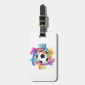 カラフルなサッカーボールの荷物タグ ラゲッジタグ (正面縦)