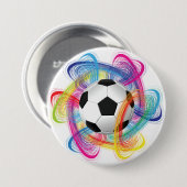 カラフルなサッカーボールボタン 缶バッジ (正面&裏面)