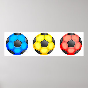 カラフルなサッカーボール ポスター