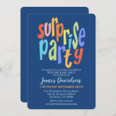 カラフルなサプライズパーティー 現代的 招待状 (正面/裏面)