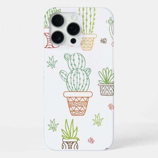 カラフルなサボテンの室内鉢植え iPhoneケース (裏面)