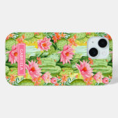 カラフルなサボテンの花のウォーターカラー iPhoneケース(名入れ可) Case-Mate iPhoneケース (裏面 (横))