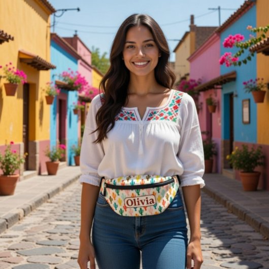 カラフルなサボテン オーダーメイド ネーム ファニーパック