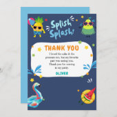 カラフルなサマー プール バースデー お礼カード サンキューカード (正面/裏面)