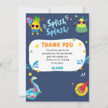 カラフルなサマー プール バースデー お礼カード