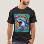 カラフルなサメ Tシャツ (正面)