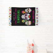 カラフルなサルスエルテのSugar Skulls 1歳の誕生日 横断幕 (インサイチュ)