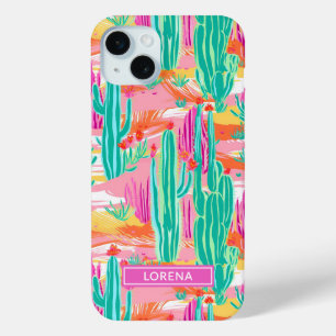 カラフルなサワロサボテンのオリジナルデザイン iPhone 15 MINIケース