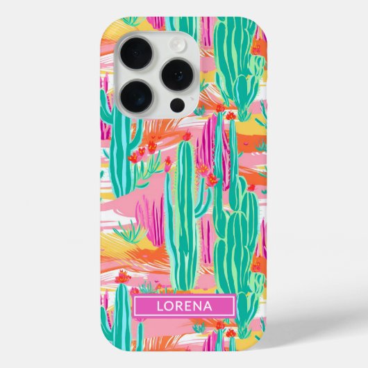 カラフルなサワロサボテンのオーダーメイド Case-Mate iPhoneケース (裏面)