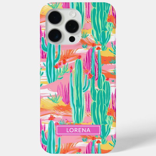 カラフルなサワロサボテンのオーダーメイド Case-Mate iPhoneケース (裏面)