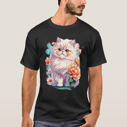 カラフルなサングラスの可愛いペルシャ猫の子猫 Tシャツ (正面)