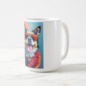 カラフルなサングラスの犬 コーヒーマグカップ (正面右)