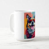 カラフルなサングラスの犬 コーヒーマグカップ (正面左)
