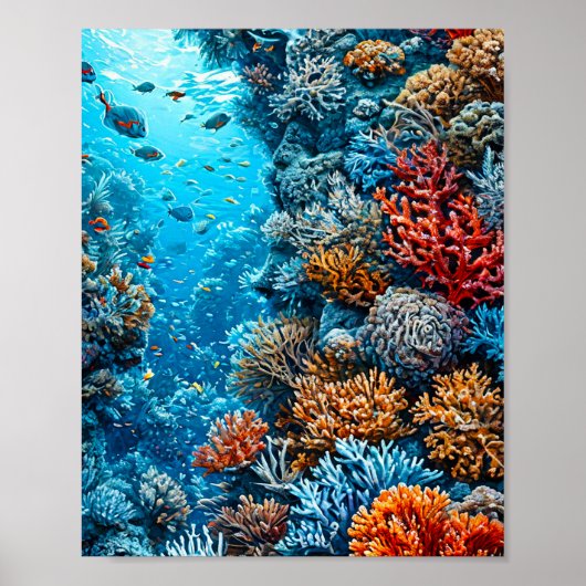🌊 カラフルなサンゴ礁の水中海洋自然 ポスター (正面)