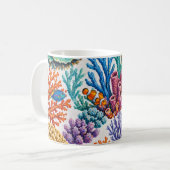 カラフルなサンゴ礁の熱帯魚 コーヒーマグカップ (正面左)