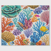 カラフルなサンゴ礁の熱帯魚 ラッピングペーパー (フラット)