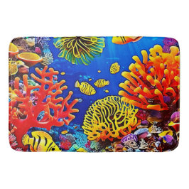 カラフルなサンゴ礁デザイン バスマット