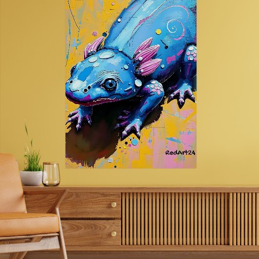 カラフルなサンショウウオの壁掛けアート - 絶滅危惧種の両生類 ポスター (リビング2)
