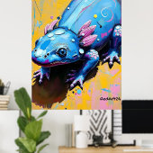 カラフルなサンショウウオの壁掛けアート - 絶滅危惧種の両生類 ポスター (ホームオフィス)