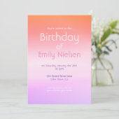 カラフルなサンセットオンブル モダンな誕生日招待状 招待状 (スタンド正面)