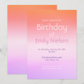 カラフルなサンセットオンブル モダンな誕生日招待状 招待状 (正面/裏面)