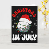 カラフルなサンタ帽のライト 面白いゴルフ好きのクリスマス カード (黄色い花)