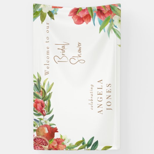 カラフルなザクロの葉のブライダルシャワー 横断幕 (縦)