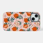 カラフルなザクロ模様 iPhone 15ケース (裏面横)