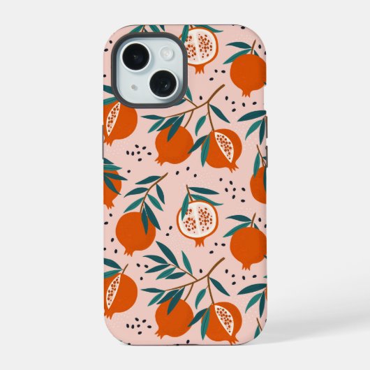 カラフルなザクロ模様 iPhone 15ケース (裏面)
