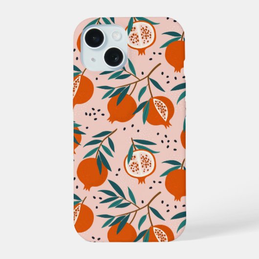 カラフルなザクロ模様 iPhone 15ケース (裏面)