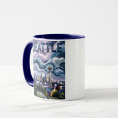 カラフルなシアトルスカイライン ヴァン・ゴッホ 風景画 旅行 マグカップ (正面左)