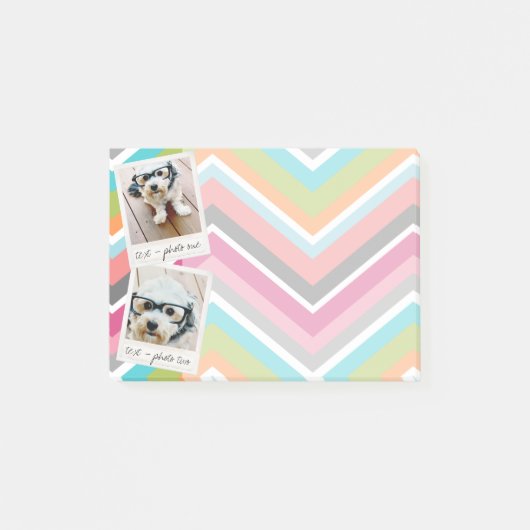 カラフルなシェブロンのインスタグラム写真コラージュ ポストイット (正面)