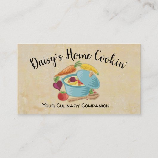 カラフルなシチュー鍋のシェフのケイタリングビジネスカード 名刺 (正面)