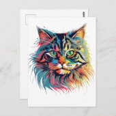 カラフルなシベリアン猫 ポストカード (正面/裏面)