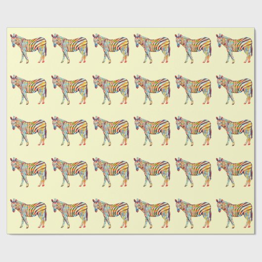 カラフルなシマウマの包装紙 ラッピングペーパー (フラット)